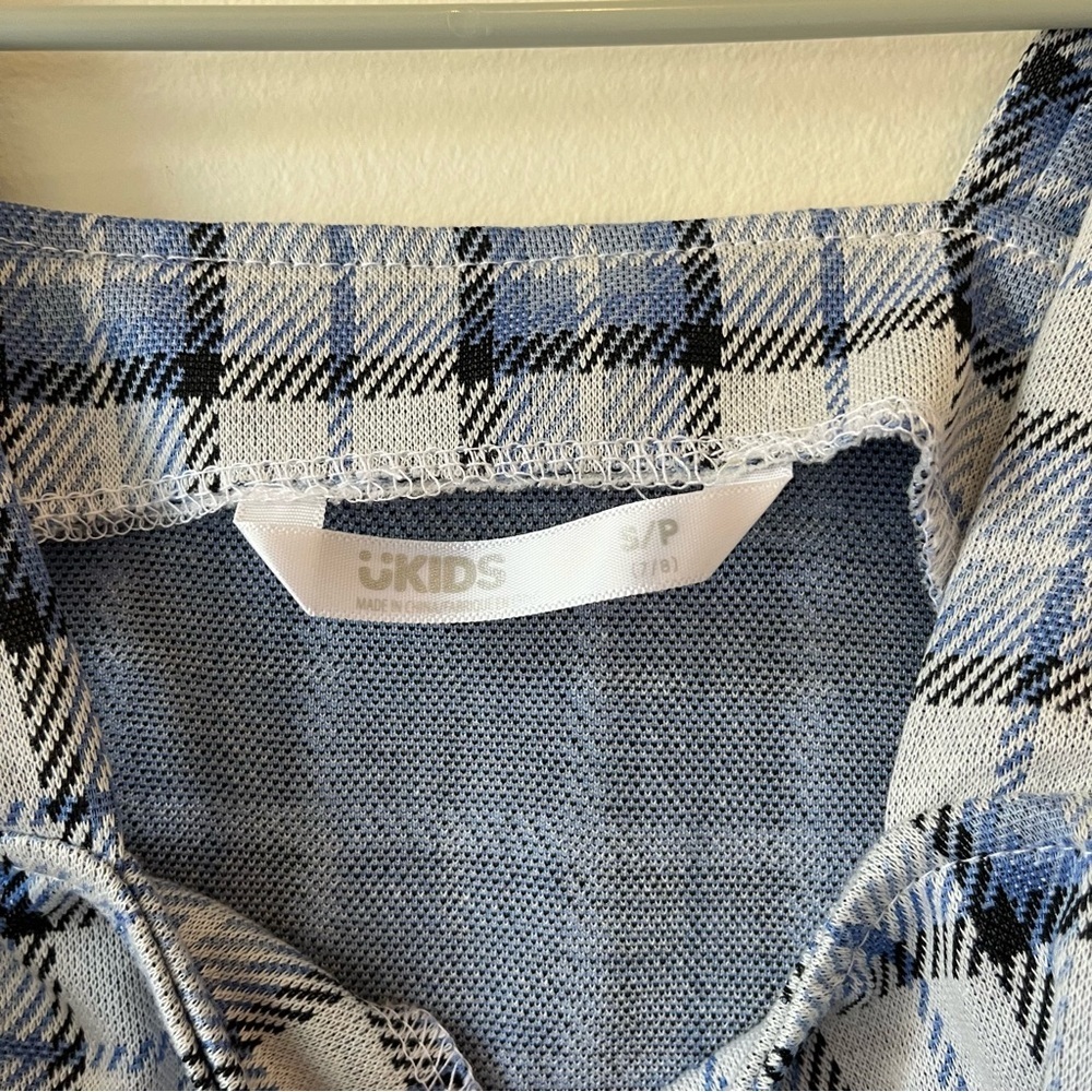 🌼 5/$20 UKIDS Blue White Black Plaid Sleeveless Shift Dress Girls Size 7/8 - Picture 7 of 8